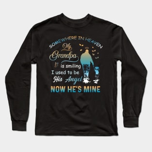 Somewhere In Heaven My Grandpa Is Smiling Memorial Grandpa Long Sleeve T-Shirt